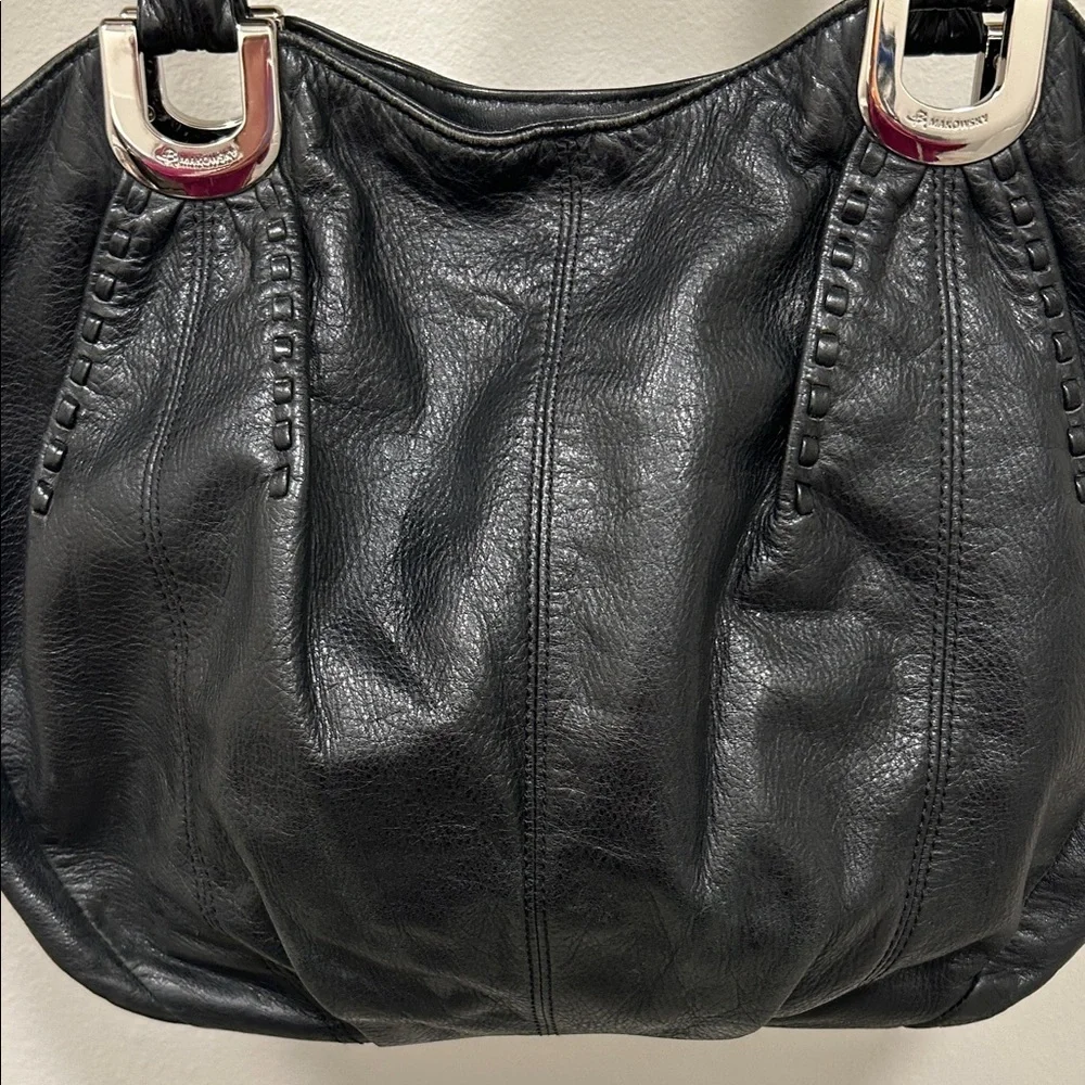 Elegant Euc B Makowsky Black Leather Tote Bag